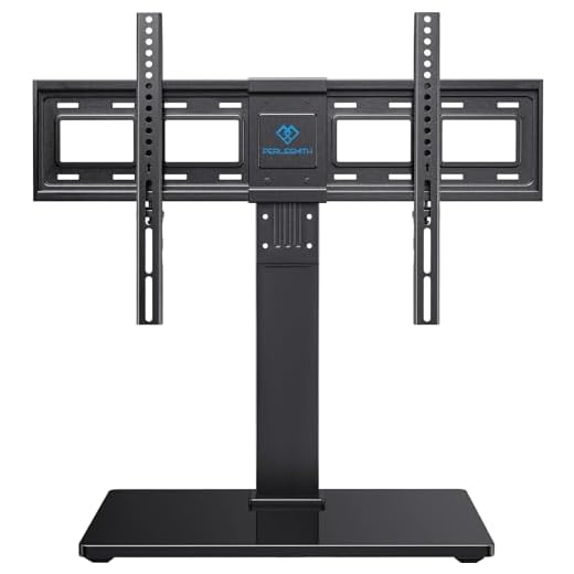 PERLESMITH Universal Swivel TV Stand / Base - Table Top TV Stand for 37-65 inch LCD LED TVs - Height Adjustable TV Mount Stand with Tempered Glass Base, VESA 600x400mm, Holds up to 88lbs