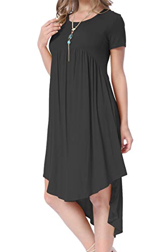 Levaca Womens Plus Size Summer Modest Short Sleeve Casual Midi Dress Black Xxl #TOP2