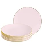LUXE PARTY NYC Plastic 30 Pack Dinnerware Plates | Disposable|10.25"| Dinner Plate|Partyware| Party Supplies | Holidays | Blush and Gold