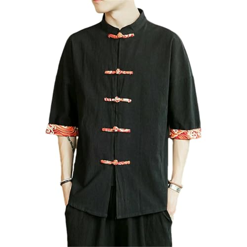 Camisa kimono transpirable de lino contra el calor veraniego de hombre