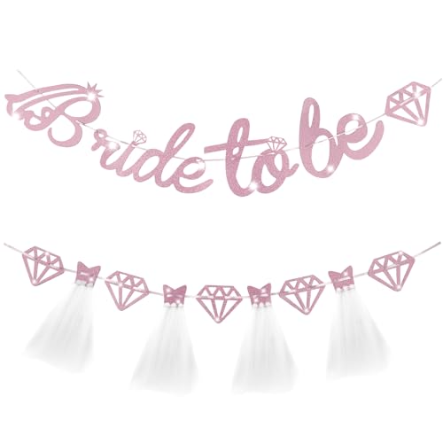 Juivesia Rose Gold Bride To Be Bachelorette Party Banner Glitter Hen Party Decorations Engagement Hanging Sign Bridal Shower Wedding Supplies