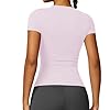 Women's Gym Tops Slim Fit Crew Neck Short Sleeve Tight Basic Solid Tee Athletic Running Yoga Sports T-Shirts Pink #1