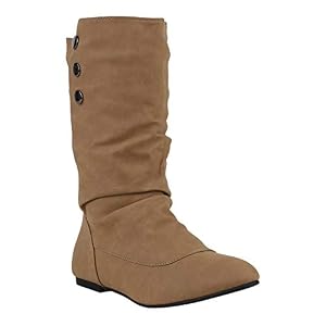 stiefelparadies Stylische Damen Stiefel High Heels Gefüttert Schnallen Schuhe 149727 Khaki Nieten 36 Flandell