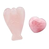 Rockcloud Healing Crystals Puff Heart & Guardian Angel Figurine Carved Worry Stone Chakra Reiki...