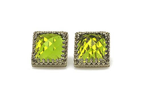 Boucles d'oreilles péridot carré de créateur, bijoux faits à la main d'exception - 6