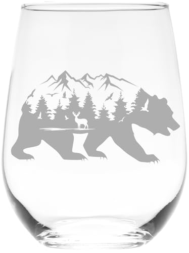 C M Cabin in the Woods Whiskey Rocks Glass - 11 oz Clear Glass - Cabin Themed Gift for Men and Women