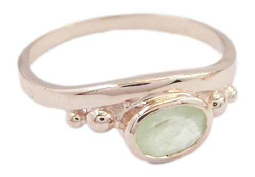 Bijoux prehnite or rose et bague argent 925 vert taille 56