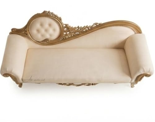 Image of Victorian Style Chaise Lounge, Tufted Cream Upholstery, Mahogany Wood Frame, Classic Living Room Furniture (Cream)