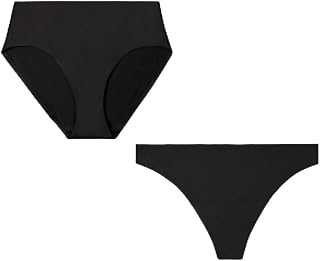 by Always Everyday Light Washable Period Underwear for Women, Brief & Thong 2PK - Black, For Life's Everyday Leaks
