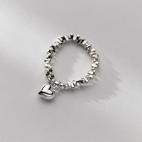 Heart Dangle Eternal Love Wedding Statement Rings S925 Sterling Silver Stretchable Adjustable Tassel Dangling Charm Engagement Promise Ring Middle Finger Stacking Jewelry Gifts For Women Girls Xmas Valentine's Day Anniversary Girlfriend Wife #TOP2