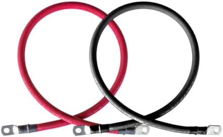 2/0 AWG 2/0 Gauge Red + Black Pure Copper Battery Inverter Cables Solar, RV, Car, Boat 7 feet, 5/16" Cable Lugs