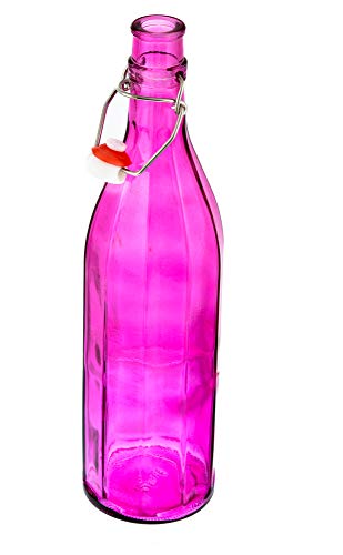Machak Colhexa Glass Bottles With Cork 1litre, Kitchen Decoration (Purple, 1)