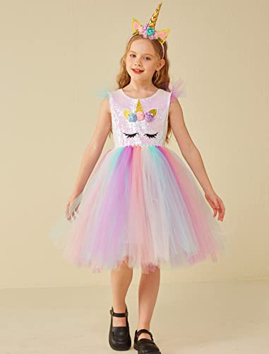 Tutu Dreams Unicorn Dress For Girls Sequin Halloween Costumes Kids Birthday Decorations Gifts Flower Girl (5 Years, Pink-1)… #TOP1