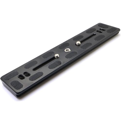 RALSPEC PU200 Quick Release QR Plate 200mm Long Base Extension Rail Mount for Arca Swiss Camera Tripod Ball Head 1/4 Screws + 3/8 Adapter