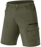 TACVASEN Cargo Hiking Shorts for Men Quick Dry Lightweight Outdoor Golf Shorts with Zip Pockets for Summer Work Army Green 34