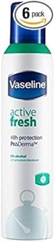 6 Pack of 150ml Vaseline Active Fresh ProDerma 24H Protection Antiperspirant Deodorant with 0% Alcohol