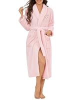 Wiepux Dressing Gown Womens Ladies Fluffy Bath Robes House Coats Pink, L