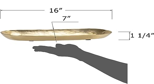 Red Co. 16 inch Long Oval Decorative Metal Aluminum Tabletop Display Tray, Gold - Thumbnail 5