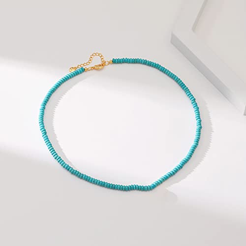 Turquoise Beaded Necklace For Women 18K Gold Plated Turquoise Choker Necklaces For Women #TOP4