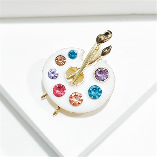 Image of 2PCS Paint Palette Brooch Pin for Women Fashion Colorful Rhinestone Artist Paint Palette Brooch Painting Lovers Artists Dress Accessories Jewelry