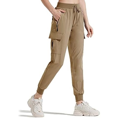 M MAROAUT Women's Cargo Joggers Pants Lightweight Athletic Outdoor Travel Hiking Quick Dry Workout Pants Water Resistant, Khaki, XL Cover