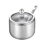 Kitchen Stainless Steel Spice Jars Seasonning Box with Spoons, Seasoning Containers Bottles with Stainless Steel &Clear Glass Cap,10oz for Home and Kitchen (1)