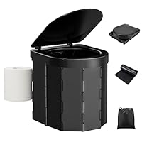 WADEO Draagbaar campingtoilet met deksel, 30 cm hoog