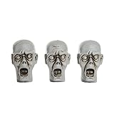 GALLERIE II Juego de 3 cabezas de zombi en bolsa de malla para decoración de Halloween, color blanco