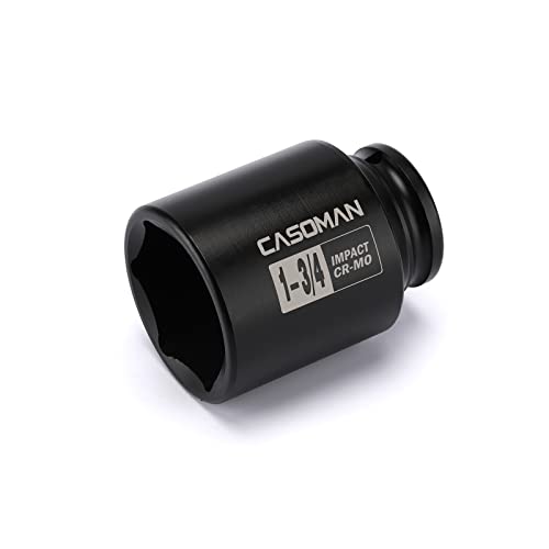 CASOMAN 6-Point 1/2-Inch Drive Deep Impact Socket- 1-7/16" (SAE), CR-MO, 1/2-inch Drive 6 Point Axle Nut Socket for Easy Removal of Axle Shaft Nuts (1-7/16")
