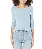 Michael Stars Women's Long-Sleeve Raw-Edge Banded Crew-Neck T-Shirt