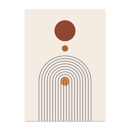 Pósteres abstractos de arcoíris boho en tonos beige para decorar tu sala de estar moderna 3