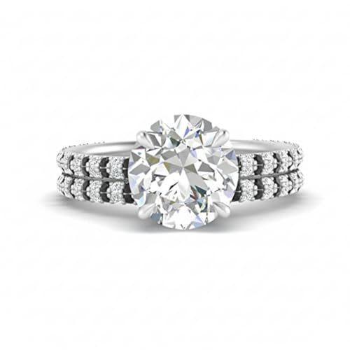 Image of Choose Your Gemstone Hidden Diamond CZ Wedding Set 925 Sterling Silver Round Shape Wedding Ring Sets Minimal Modern Design Birthday Gift Wedding Gift US Size 4 to 12