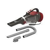 Black+Decker Aspirador de Mano para Coche 12V, Potente Acción Ciclónica, Doble Filtro, Adaptador de Coche, Cable Adaptador de 5 Metros, Incluye Varilla de extensión, ADV1200-XJ