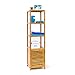 Price comparison product image Relaxdays Bamboo Bathroom Shelf with 5 Shelves, 140 x 36.5 x 33 cm, Rack with Wooden Door Free-Standing Shelf Wood 5-Tier Stand, Natural Colour