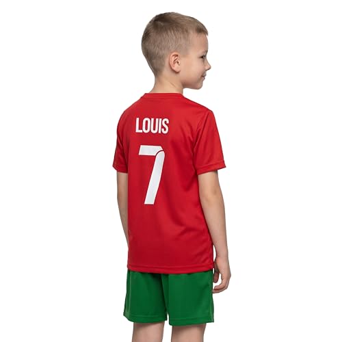 ZUMEL Ensemble de Football Enfant Personnalisé - Maillot de Foot Rouge Vert - Short Chaussettes - Prénom Numéro – vue 3
