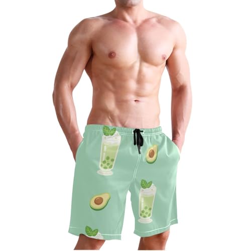 Summer Dessert Avocado Green Mens Swim Trunks Quick Dry Beach Shorts with Pocket S 23024984