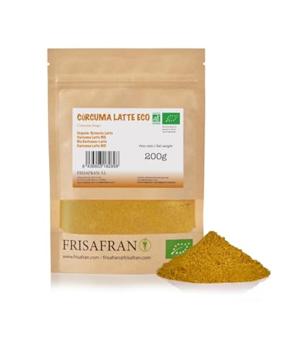 FRISAFRAN | Cúrcuma latte en polvo 200g | Cúrcuma Latte Ecológica en Polvo | Mezcla para Leche Dorada | leche dorada curcuma Orgánica | Superalimento Orgánico | te de curcuma | curcuma antioxidante
