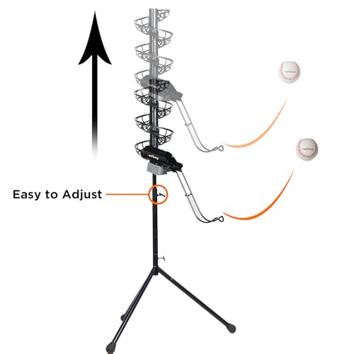 Furlihong 777BH-B 2-in-1 Automatischer Ballzuführer für Cricket- & Baseballmaschinen und Soft Toss Trainer – Stabil, Höhenverstellbar, Erweiterbarer Ballstapler, Abnehmbarer Auswurfschacht