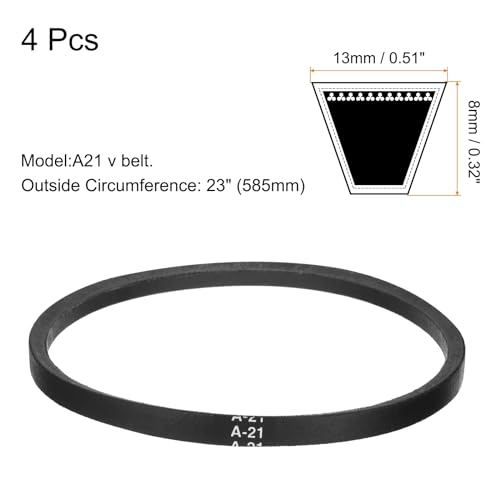 Image of uxcell 4pcs A21 or 4L230 Classic Wrapped Rubber V-Belt, 21 inch(535mm) Inside Circumference, A Profile V Belt