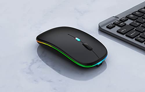 Wireless Bluetooth Mouse,Led Rechargeable Slim Silent Laptop Mouse,Portable(Bt5.2+Usb Receiver)Dual Mode Computer Mice,Quick Precise Responsiveness Control Laptop,Desktop Computer,Tablet,Phone.(Black) #TOP2