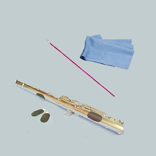 Flute Players Accessory Bundle - Flute Guide Finger Cushions + Pink Flute Cleaning Rod & Cleaning Cloth