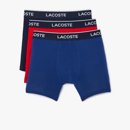 LACOSTE Men's Boxer Brief Underpants, 3-Pack, X-Large, Black, White