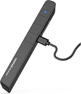 Norwii N75 Wireless 2.4G Rechargable 360 mAh Battery Red Laser Presenter Pointer Clicker with Page Up Dn Hyperlink Function for Windows iOS Not Compatible with LCD LED TV Screen (Black)