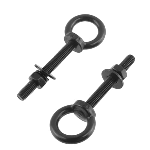 Image of Antrader Lifting Shoulder Eye Bolts,M8 Eye Bolt,M8 x 60mm,Black,6 Sets | Stainless Steel Eyebolts with Lock Nuts,Lock Washers,Flat Washers