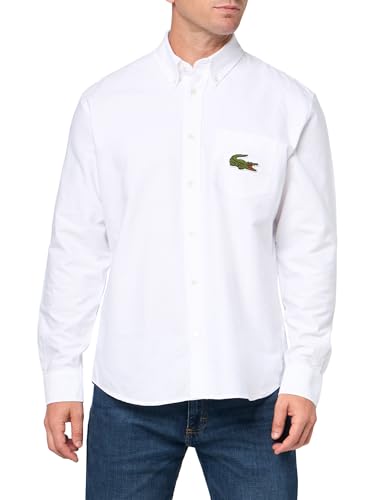 Lacoste Men's Long Sleeve Big Croc Graphic Woven Shirt