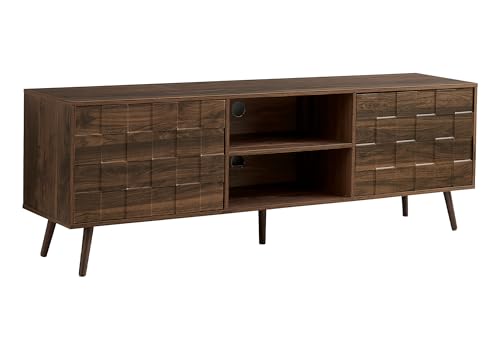 Monarch Specialties I 2787 Tv Stand, 72 Inch, Console, Media Entertainment Center, Walnut, Mid Century