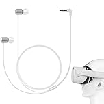 GEEKRIA VR In-Ear Headphones Compatible with Meta Quest 2, Pico Neo 3, HTC Vive, Short Earbuds with S/M/L Size, 3.5 mm Aux 360 Degree Sound Earphone (White)