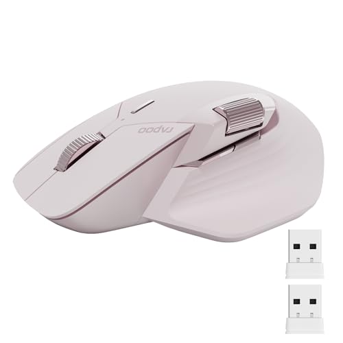 Image of Rapoo MT760Mini Bluetooth Wireless Mouse - Bluetooth 5.0 and 2.4GHz Multi-Mode Connection, Support 4 Devices, M+ Cross Computer Technology, 11 Programmable Buttons,Pink