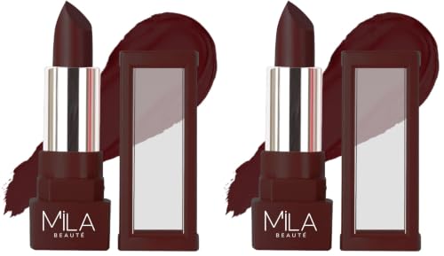 Image of MILA BEAUTE Matte Lipstick | Highly Pigmented & Lightweight Formula | Matte Finish | Gives Full Coverage | Shade - (Pack of 2)