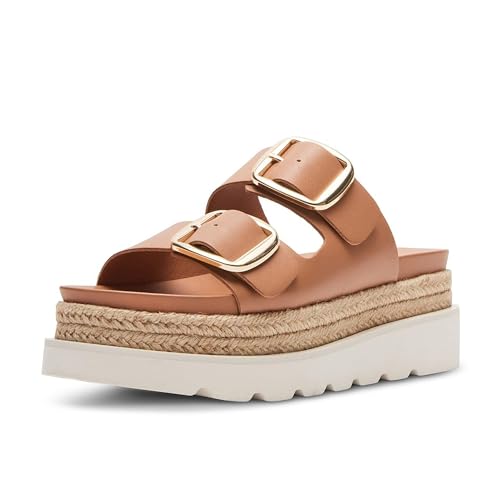 Image of DOEYG Platform Sandals for Women Summer Beach Raffia Slide Sandals Comfortable Casual Woven Straw Sandal with Buckle